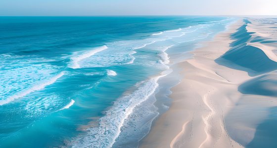 A clear coastline from the air.